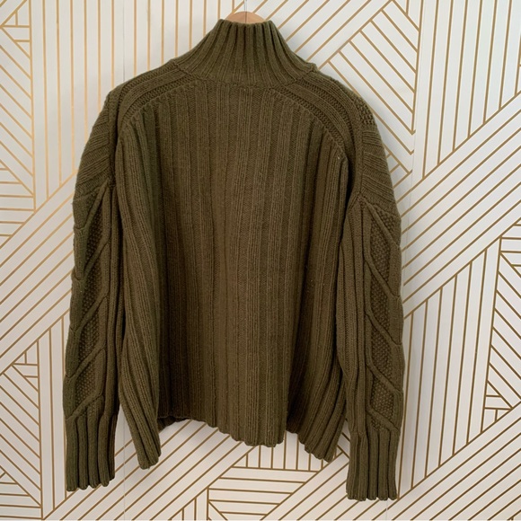 Everlane Wool Cashmere Cable Knit Mock neck  fisherman chunky knit Sweater M - Picture 8 of 10